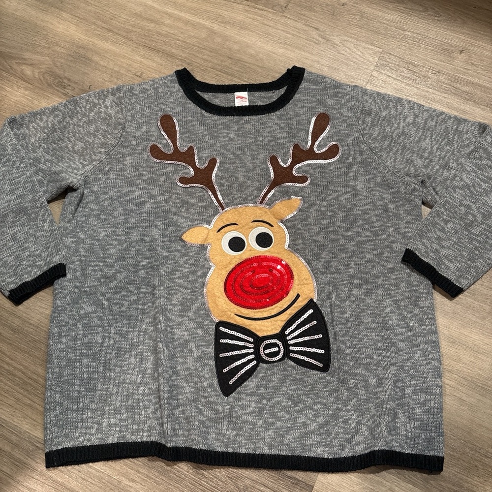 Gray Reindeer Sweater